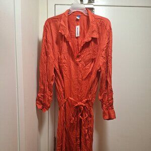 ORANGE SHIRT DRESS.NEW.